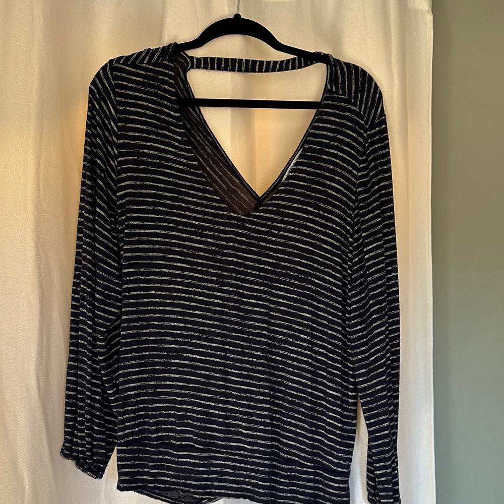 Liverpool Black and White Striped Long Sleeve Top